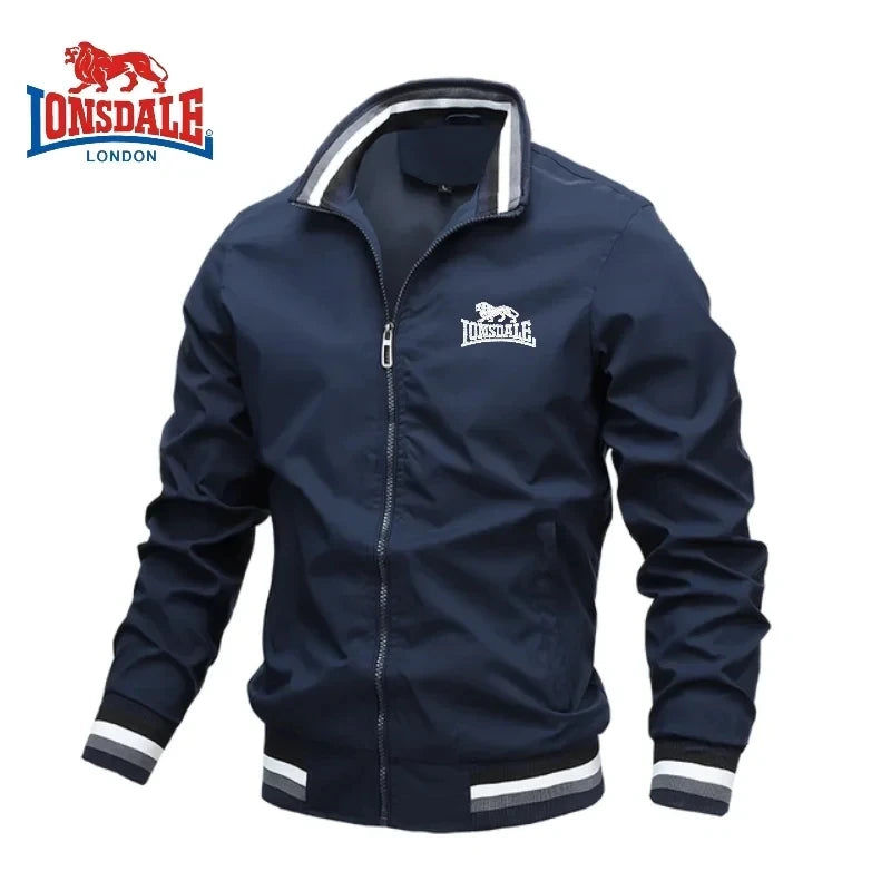 Lonsdale Men's Lightweight Casual Jacket - Autumn Thin Zip-Up Turtleneck
