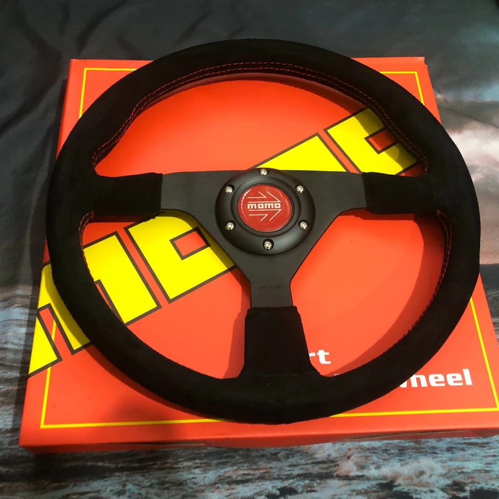 14-Inch MOMO Montecarlo Suede Steering Wheel (350mm) - JDM, Racing, Drift
