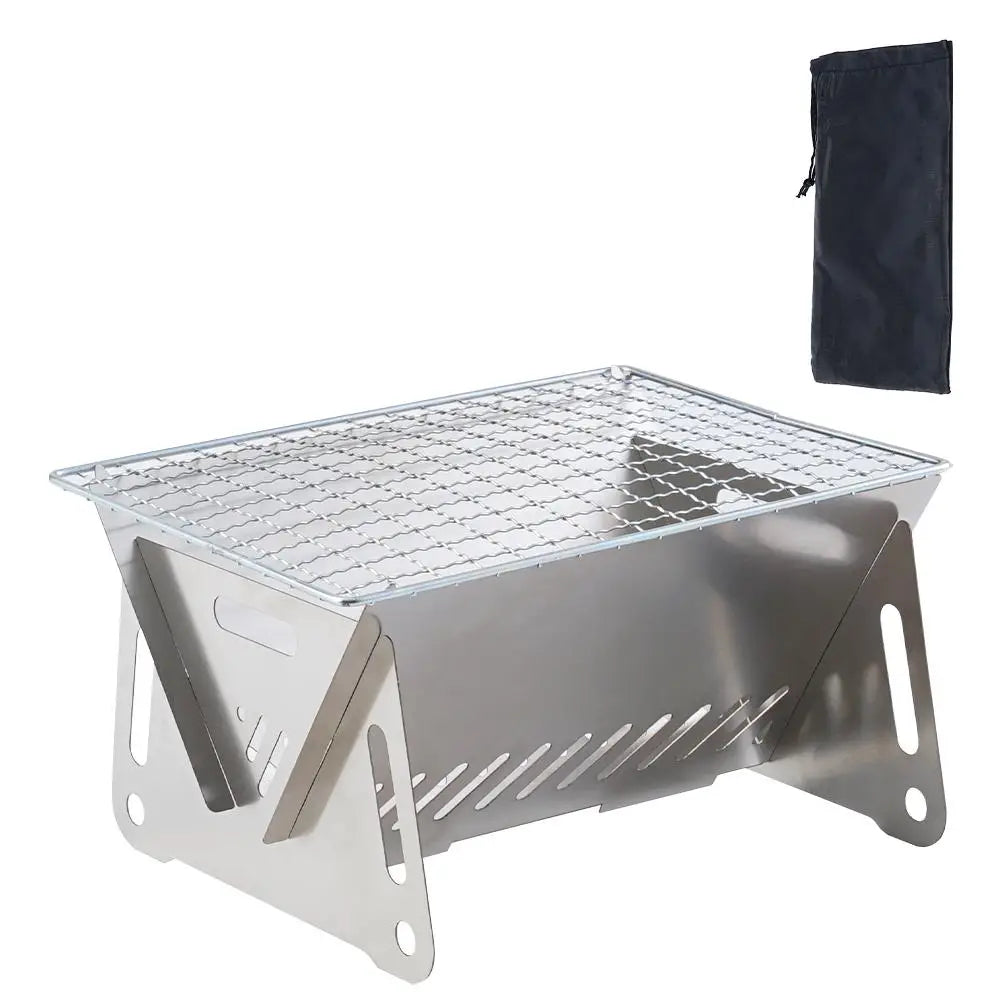 Portable Folding BBQ Grill Stove – Stainless Steel, Compact & Durable