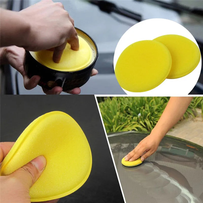 12-Piece Yellow Foam Sponge Set for Car Cleaning & Waxing