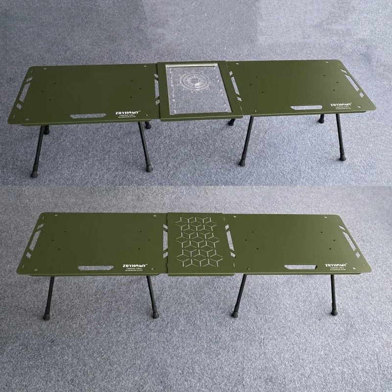 Tryhomy Lightweight Adjustable Camping Tactical Table – Army Green, Portable Aluminum Alloy IGT Table