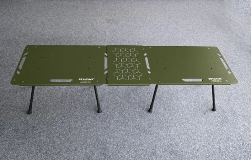 Tryhomy Lightweight Adjustable Camping Tactical Table – Army Green, Portable Aluminum Alloy IGT Table