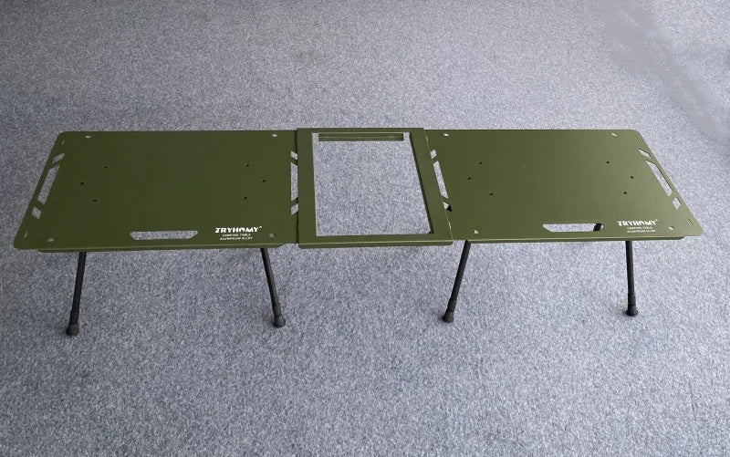 Tryhomy Lightweight Adjustable Camping Tactical Table – Army Green, Portable Aluminum Alloy IGT Table