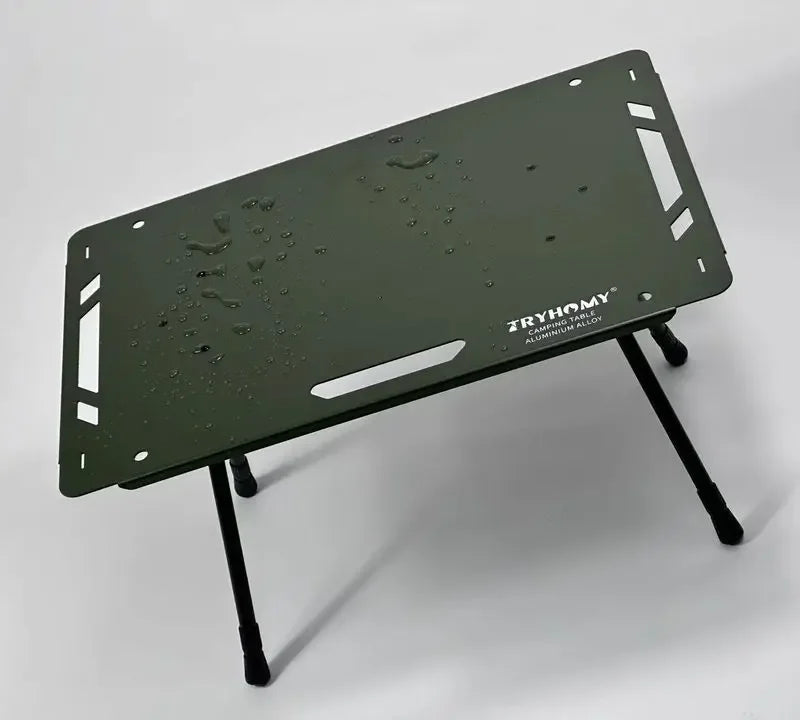 Tryhomy Lightweight Adjustable Camping Tactical Table – Army Green, Portable Aluminum Alloy IGT Table