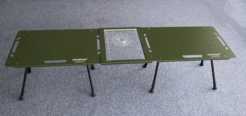 Tryhomy Lightweight Adjustable Camping Tactical Table – Army Green, Portable Aluminum Alloy IGT Table