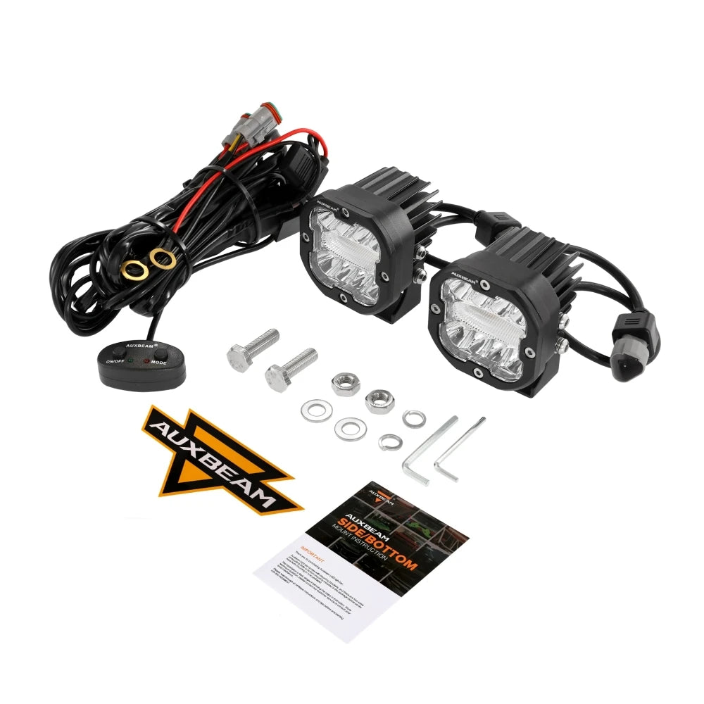 Universal 80W Dual-Color LED Work Light Pair - Amber & White, 6 Modes, IP68 Waterproof