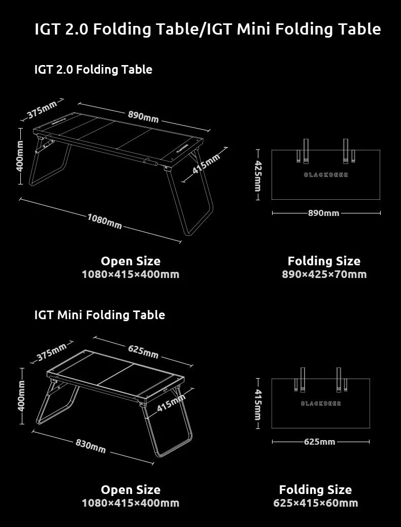 BLACKDEER Traveler-Glacier Modular Folding Camping Table - Lightweight Aluminum Alloy, 2 Sizes Available