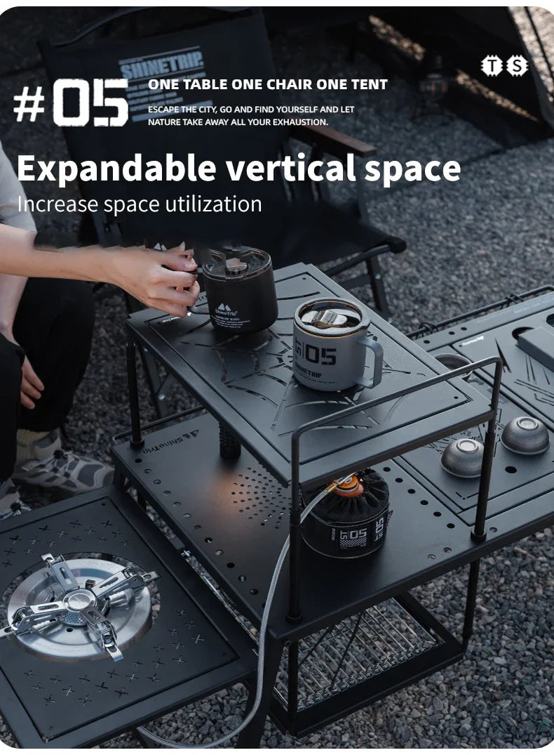 ShineTrip Outdoor IGT Modular BBQ & Camping Table – Portable Folding Aluminum Table Set