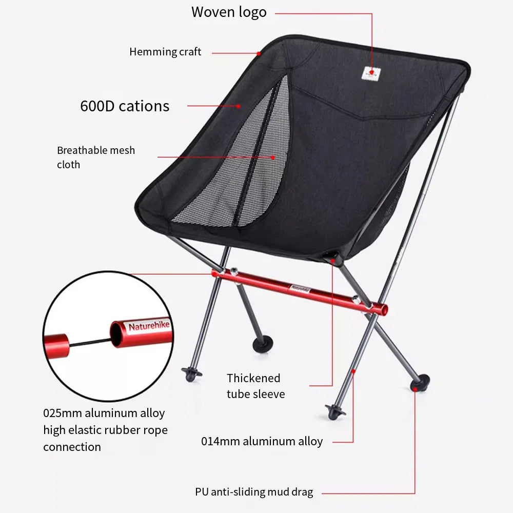 Naturehike Ultralight Folding Moon Chair – Portable Aluminum Alloy Camping Chair (Supports up to 300kg)