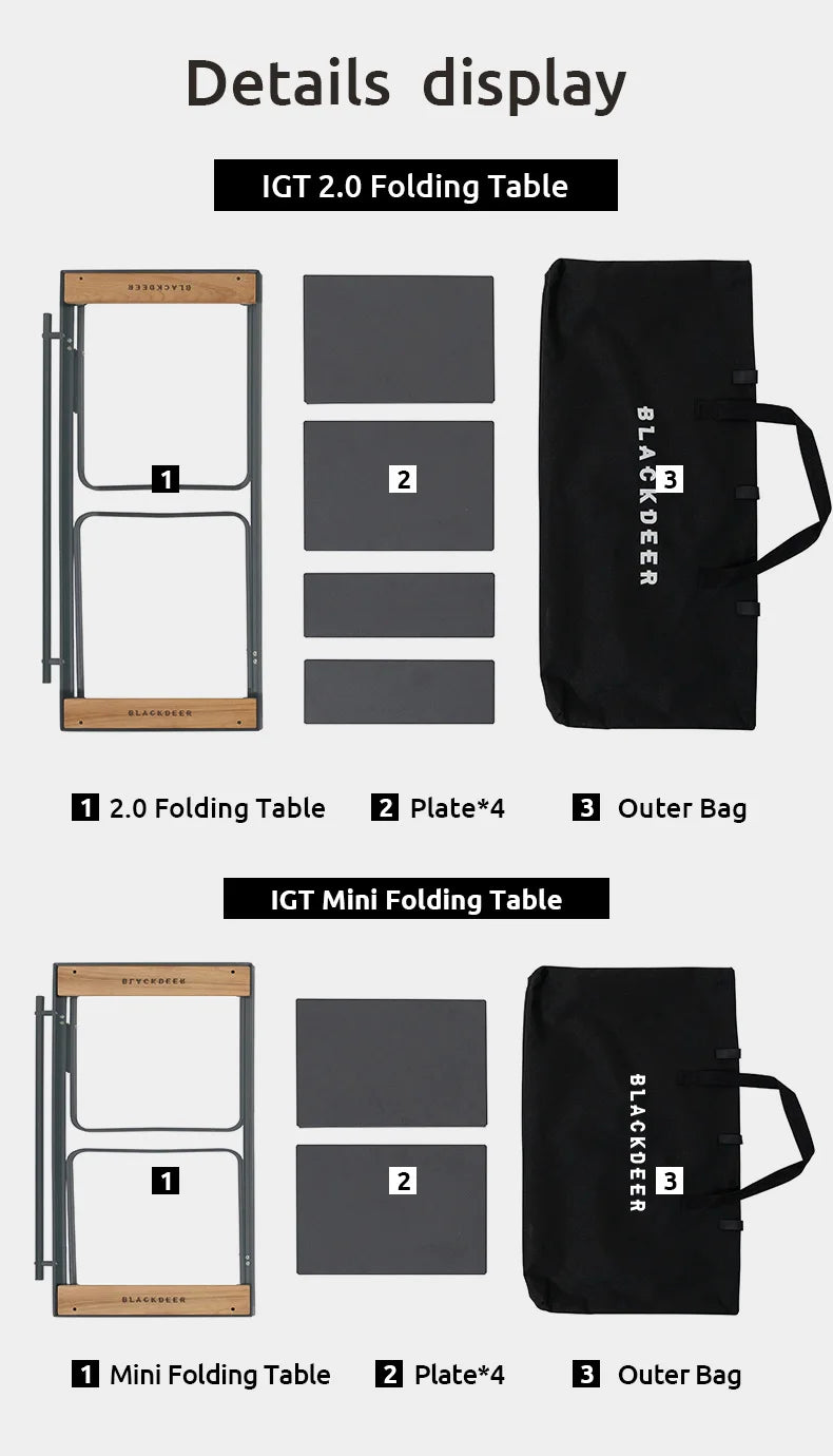 BLACKDEER Traveler-Glacier Modular Folding Camping Table - Lightweight Aluminum Alloy, 2 Sizes Available