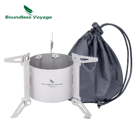 Boundless Voyage Titanium Alcohol Stove - Lightweight, 80ml Capacity, 40-Minute Burn Time
