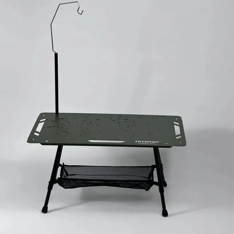 Tryhomy Lightweight Adjustable Camping Tactical Table – Army Green, Portable Aluminum Alloy IGT Table