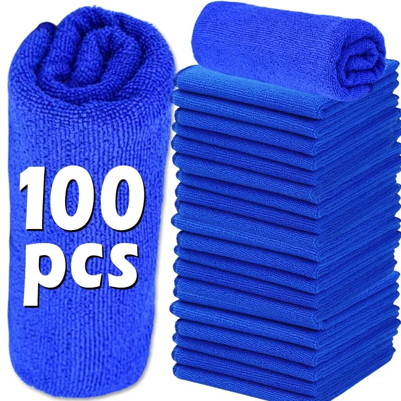 Ultra Soft Microfiber Cleaning Towels - Scratch-Free, High Absorbency, Quick Dry - Blue