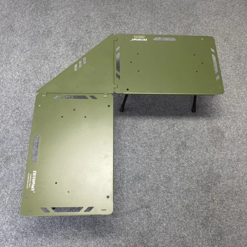 Tryhomy Lightweight Adjustable Camping Tactical Table – Army Green, Portable Aluminum Alloy IGT Table