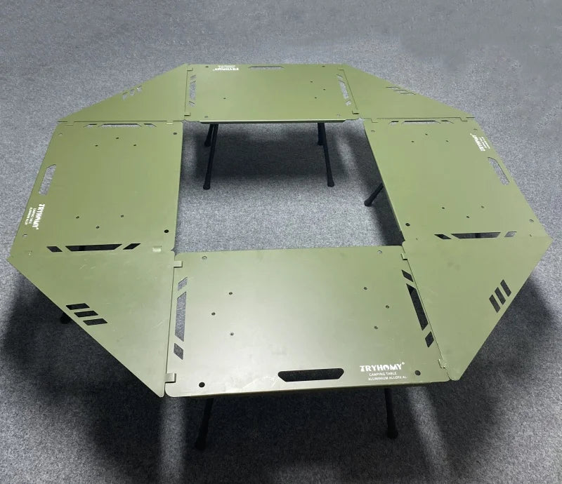 Tryhomy Lightweight Adjustable Camping Tactical Table – Army Green, Portable Aluminum Alloy IGT Table