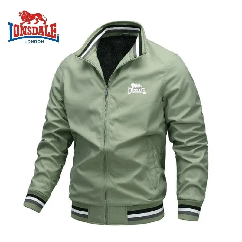 Lonsdale Men's Lightweight Casual Jacket - Autumn Thin Zip-Up Turtleneck
