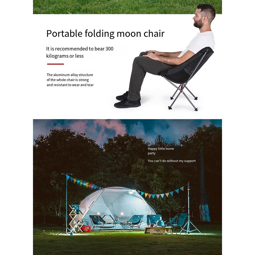 Naturehike Ultralight Folding Moon Chair – Portable Aluminum Alloy Camping Chair (Supports up to 300kg)