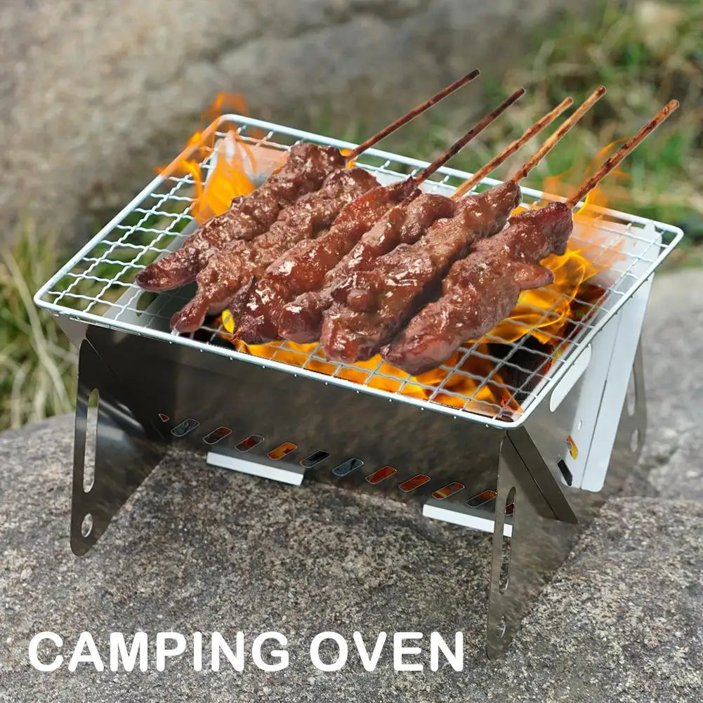 Portable Folding BBQ Grill Stove – Stainless Steel, Compact & Durable