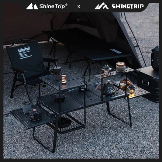 ShineTrip Outdoor IGT Modular BBQ & Camping Table – Portable Folding Aluminum Table Set