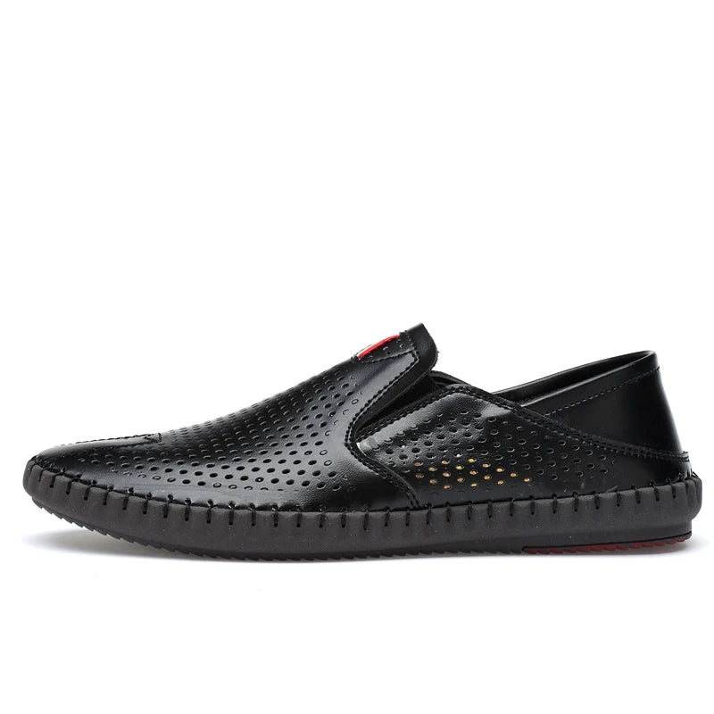 Men's Genuine Leather Loafers - Breathable Slip-On Casual Shoes