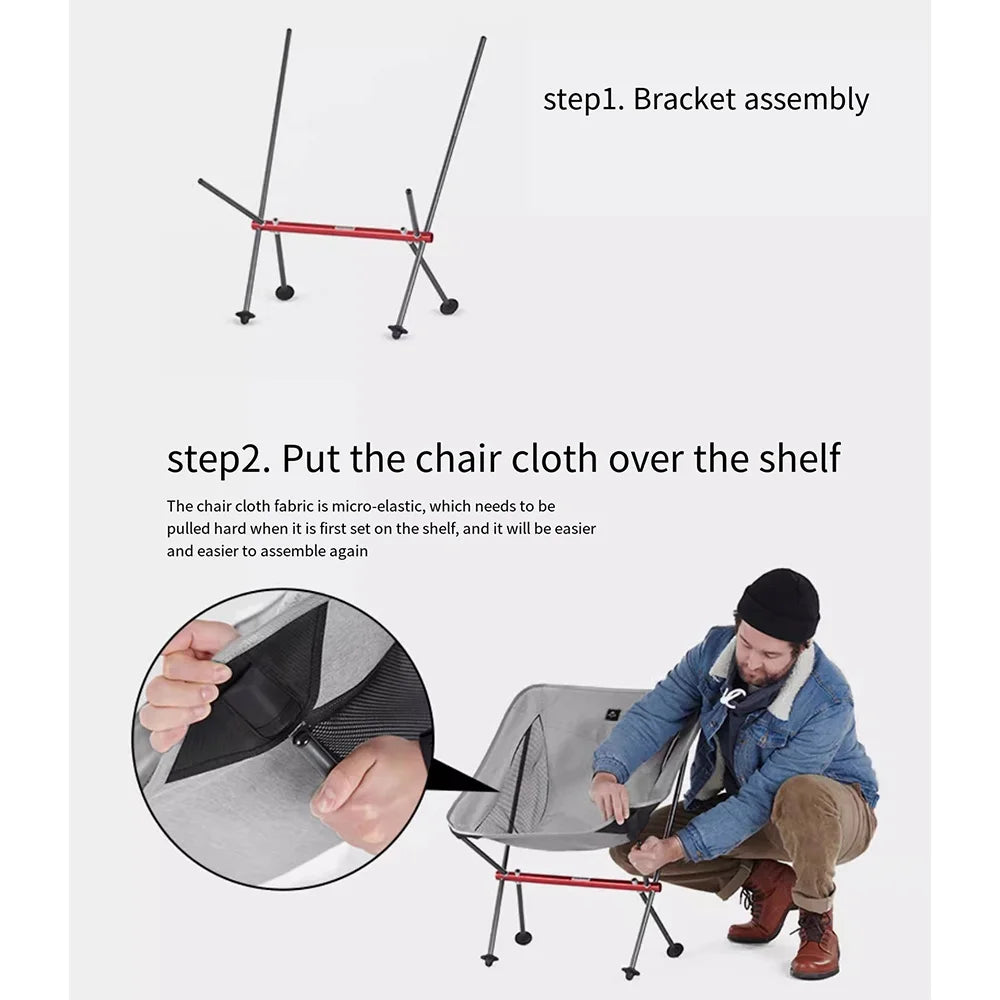 Naturehike Ultralight Folding Moon Chair – Portable Aluminum Alloy Camping Chair (Supports up to 300kg)