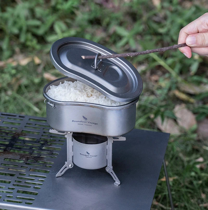 Boundless Voyage Titanium Alcohol Stove - Lightweight, 80ml Capacity, 40-Minute Burn Time