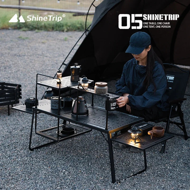 ShineTrip Outdoor IGT Modular BBQ & Camping Table – Portable Folding Aluminum Table Set