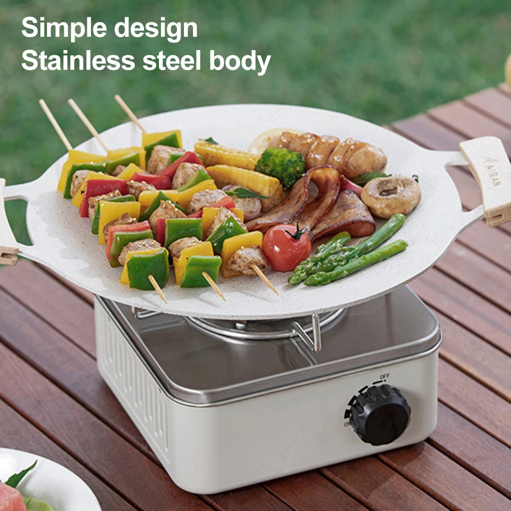 Portable Stainless Steel Butane Gas Stove with Adjustable Flame & Storage Bag