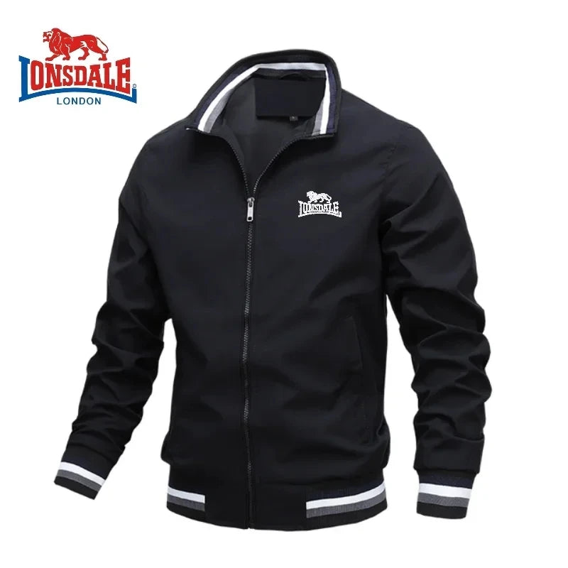 Lonsdale Men's Lightweight Casual Jacket - Autumn Thin Zip-Up Turtleneck