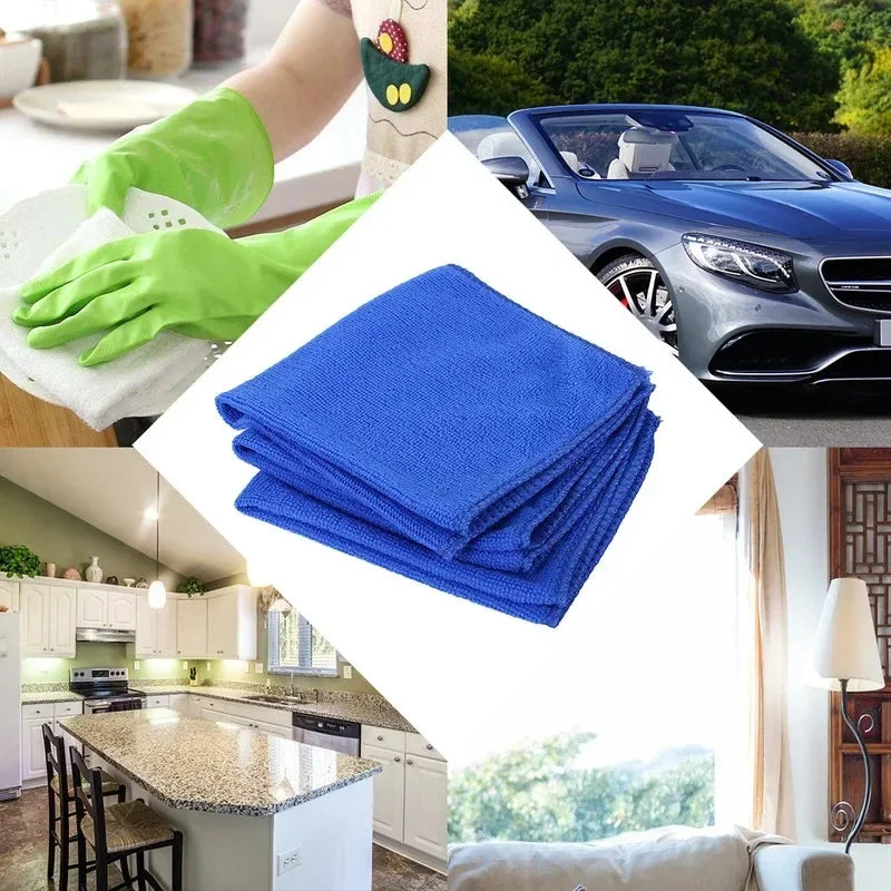 Ultra Soft Microfiber Cleaning Towels - Scratch-Free, High Absorbency, Quick Dry - Blue