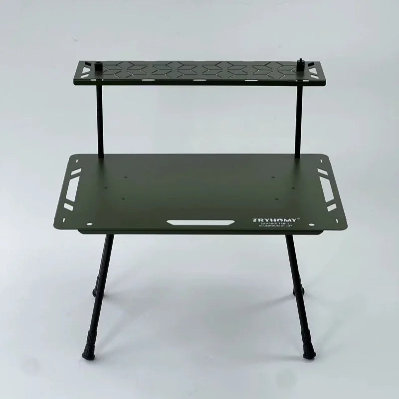 Tryhomy Lightweight Adjustable Camping Tactical Table – Army Green, Portable Aluminum Alloy IGT Table