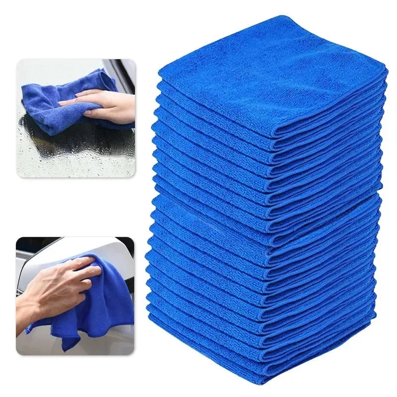 Ultra Soft Microfiber Cleaning Towels - Scratch-Free, High Absorbency, Quick Dry - Blue