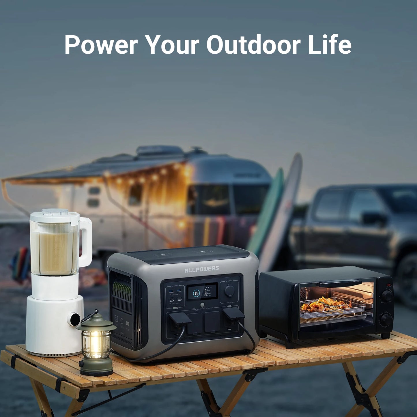 ALLPOWERS R1500 1800W Portable Power Station (1152Wh) - LiFePO4 Solar Generator, 650W Fast Charging, 220V AC Output