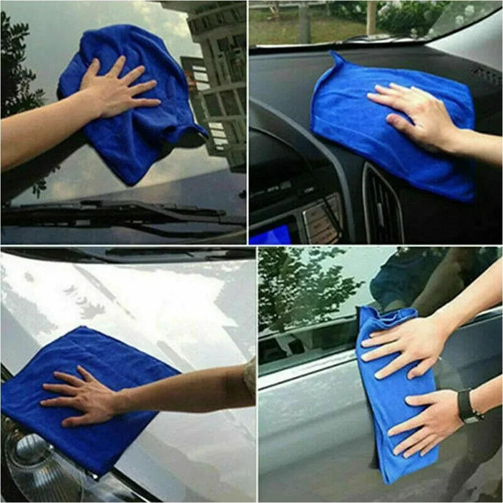 Ultra Soft Microfiber Cleaning Towels - Scratch-Free, High Absorbency, Quick Dry - Blue