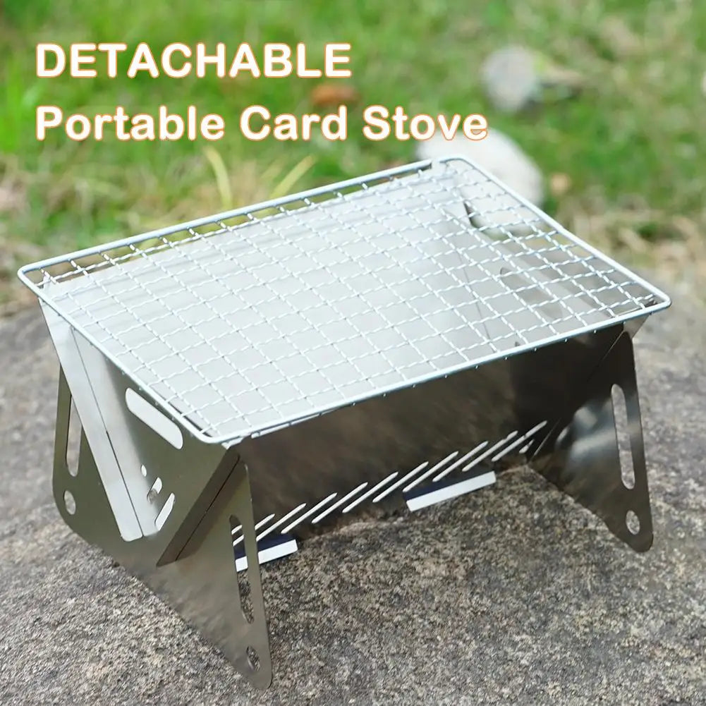 Portable Folding BBQ Grill Stove – Stainless Steel, Compact & Durable