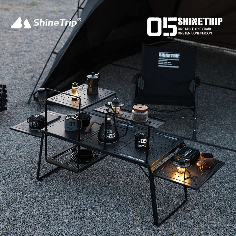 ShineTrip Outdoor IGT Modular BBQ & Camping Table – Portable Folding Aluminum Table Set