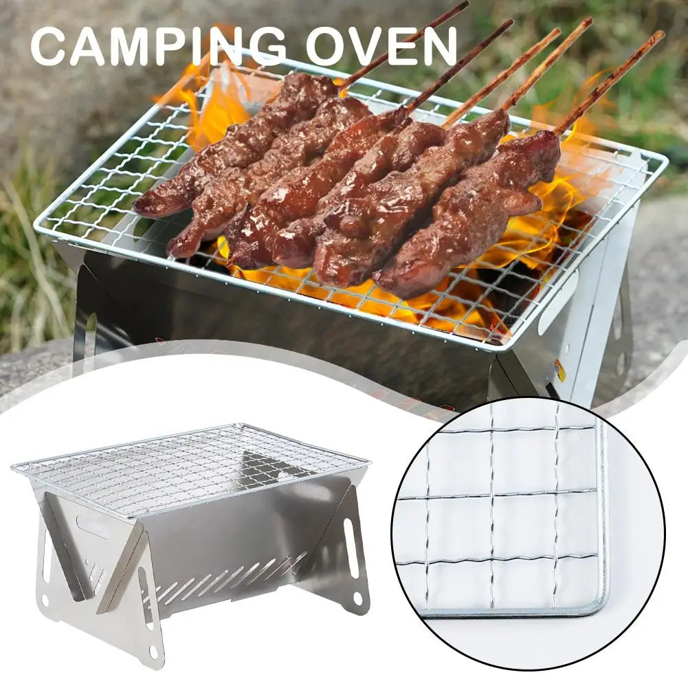 Portable Folding BBQ Grill Stove – Stainless Steel, Compact & Durable