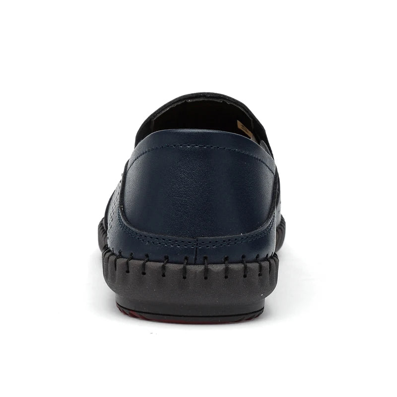 Men's Genuine Leather Loafers - Breathable Slip-On Casual Shoes