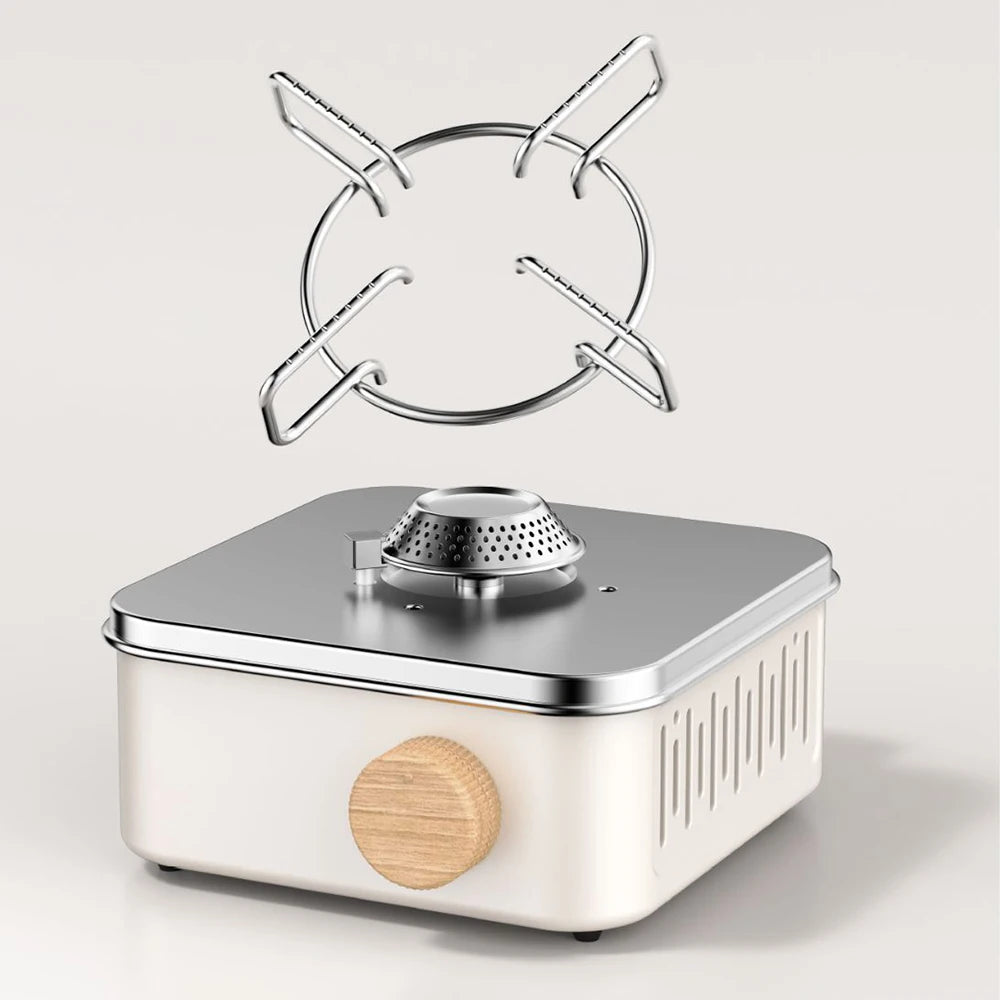 Portable Stainless Steel Butane Gas Stove with Adjustable Flame & Storage Bag