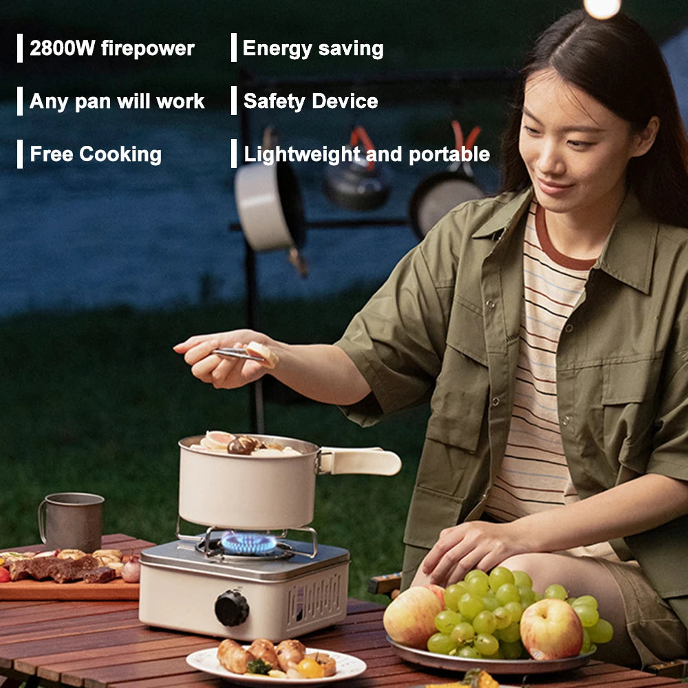Portable Stainless Steel Butane Gas Stove with Adjustable Flame & Storage Bag