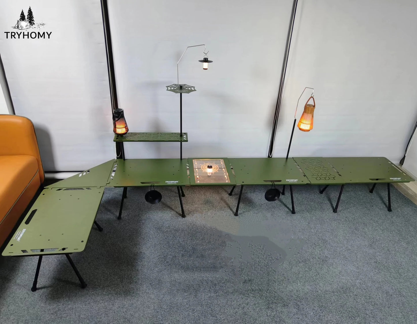 Tryhomy Lightweight Adjustable Camping Tactical Table – Army Green, Portable Aluminum Alloy IGT Table