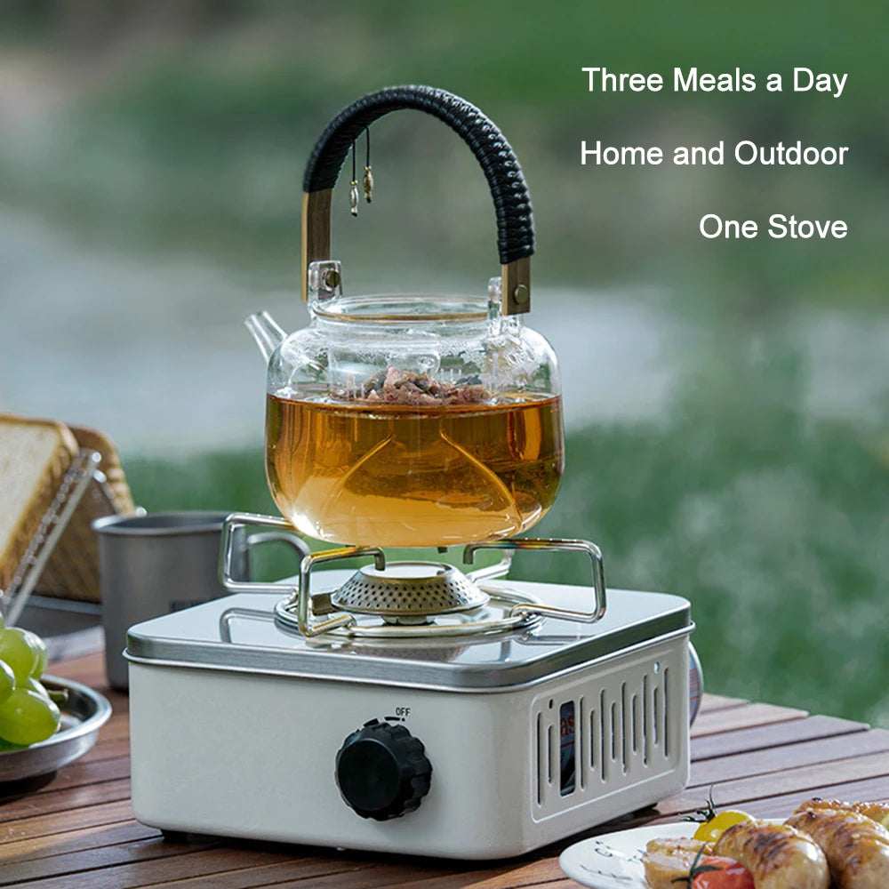 Portable Stainless Steel Butane Gas Stove with Adjustable Flame & Storage Bag
