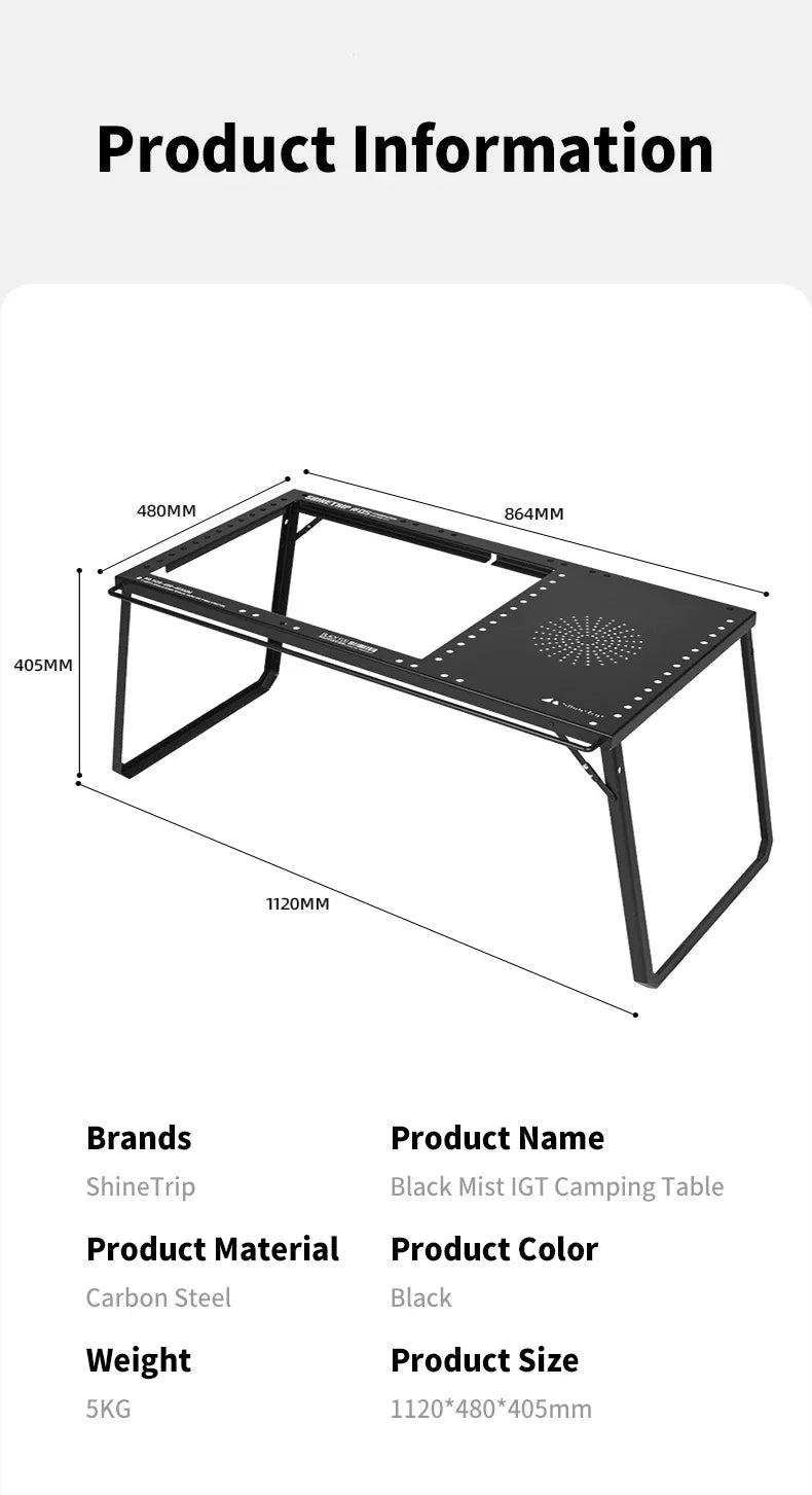 ShineTrip Outdoor IGT Modular BBQ & Camping Table – Portable Folding Aluminum Table Set