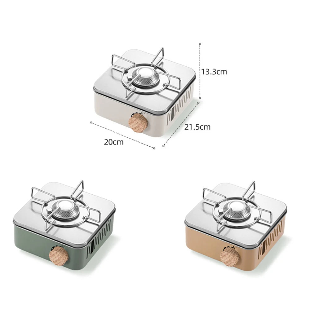 Portable Stainless Steel Butane Gas Stove with Adjustable Flame & Storage Bag