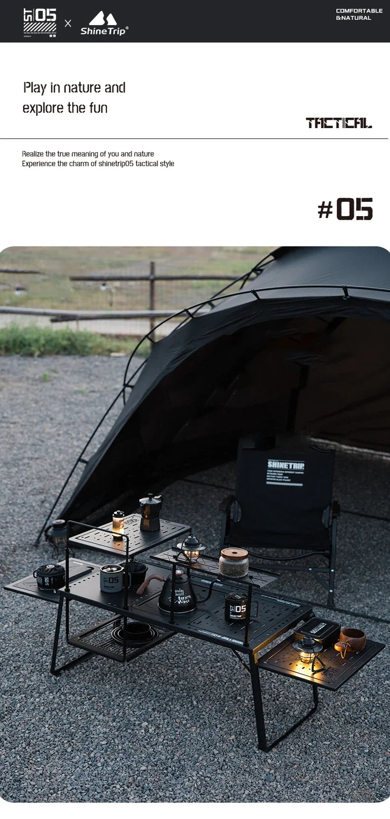 ShineTrip Outdoor IGT Modular BBQ & Camping Table – Portable Folding Aluminum Table Set