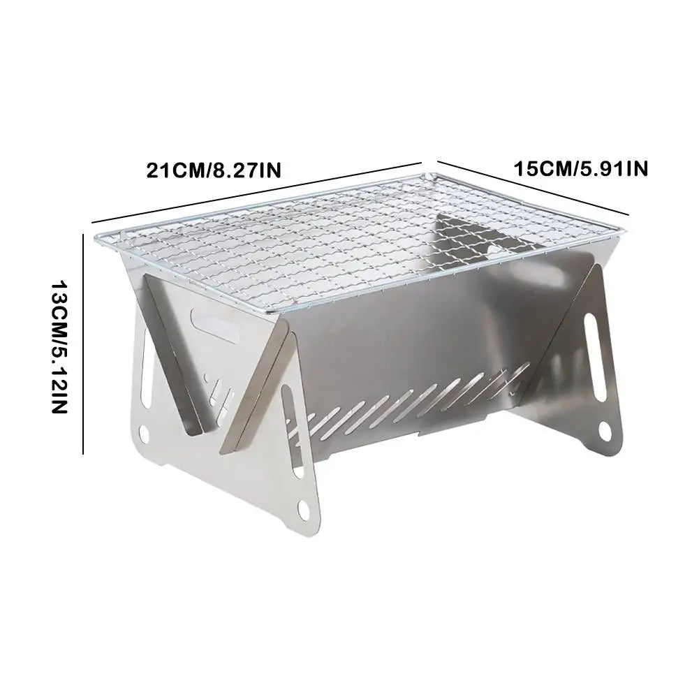 Portable Folding BBQ Grill Stove – Stainless Steel, Compact & Durable