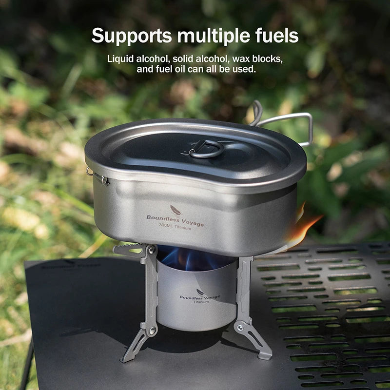 Boundless Voyage Titanium Alcohol Stove - Lightweight, 80ml Capacity, 40-Minute Burn Time