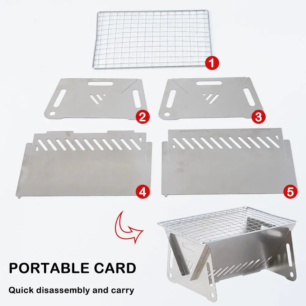 Portable Folding BBQ Grill Stove – Stainless Steel, Compact & Durable