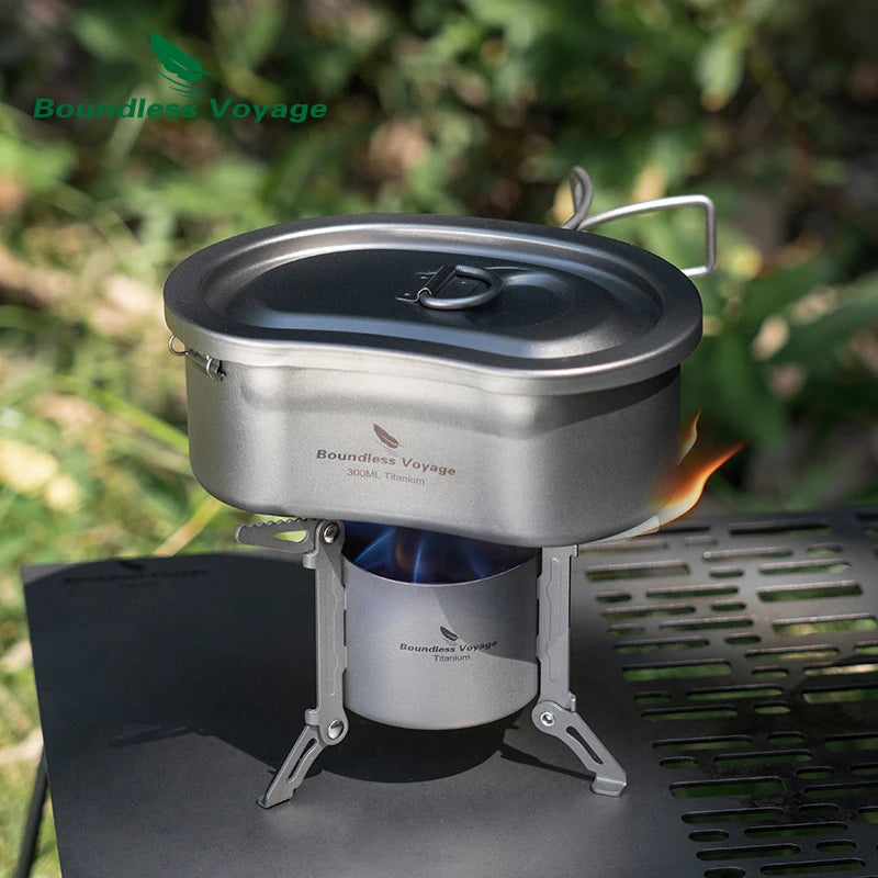 Boundless Voyage Titanium Alcohol Stove - Lightweight, 80ml Capacity, 40-Minute Burn Time