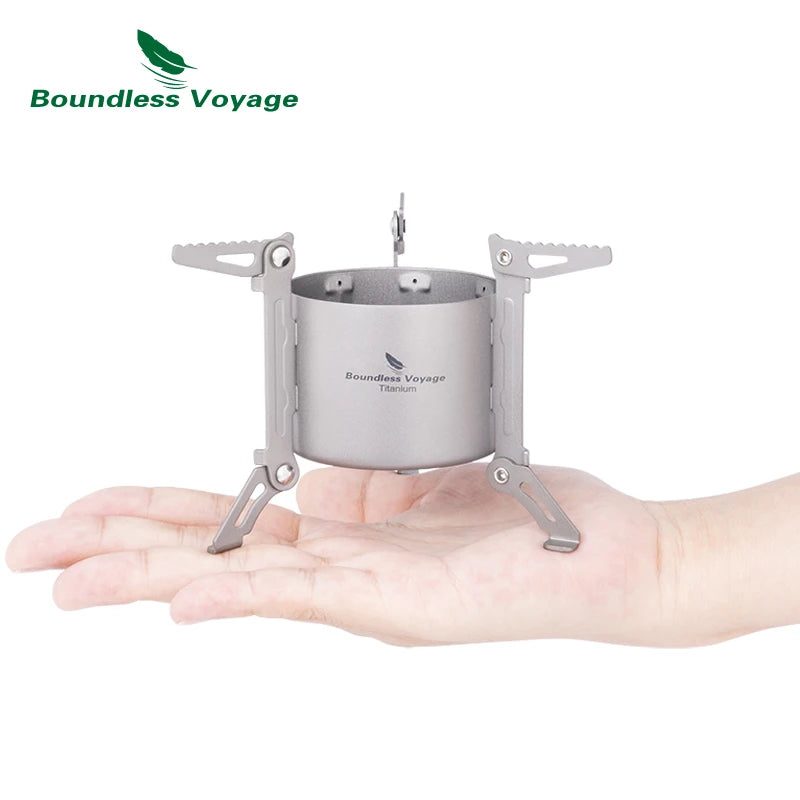 Boundless Voyage Titanium Alcohol Stove - Lightweight, 80ml Capacity, 40-Minute Burn Time
